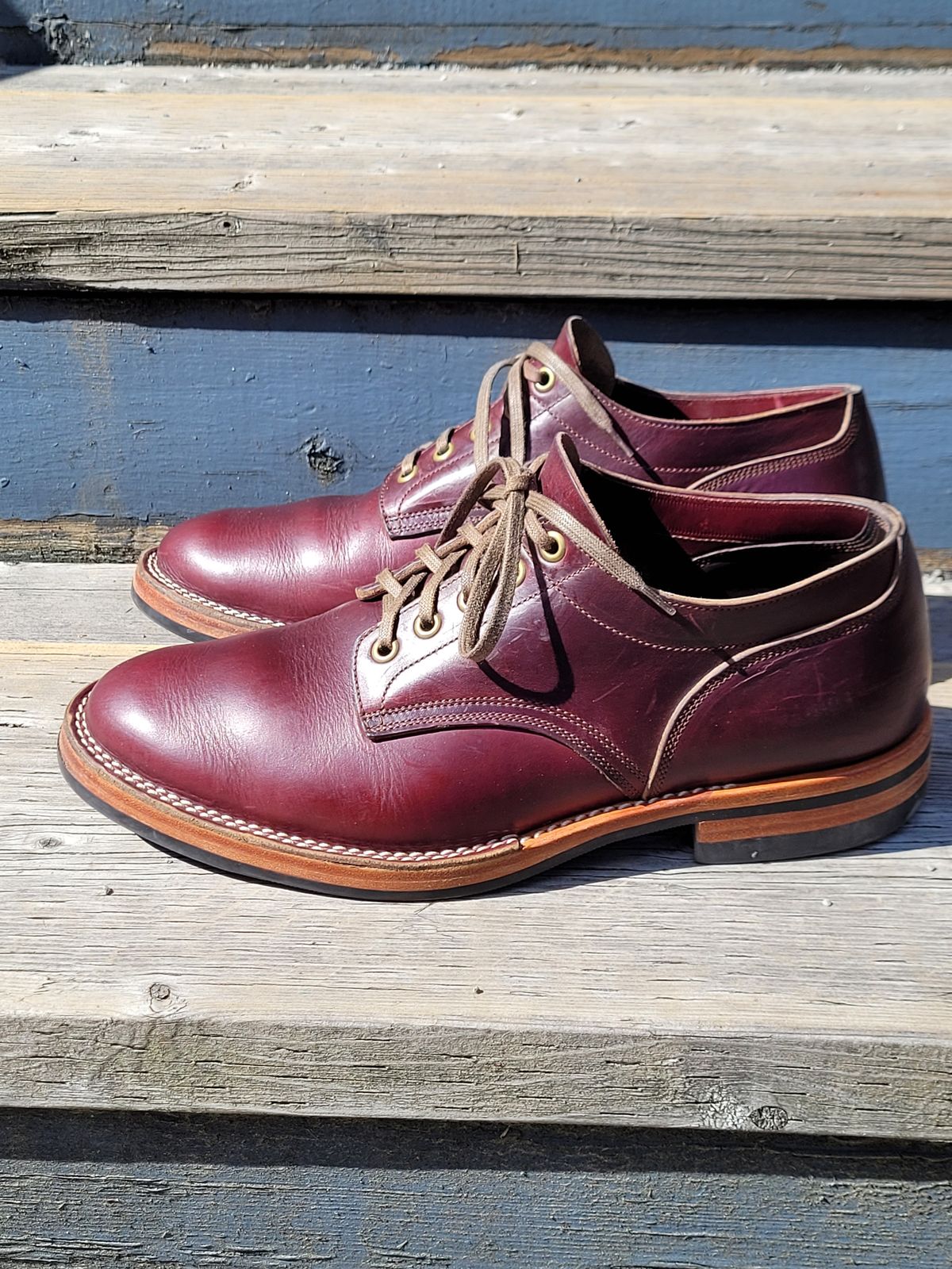 Photo by MyNameisJeff on April 1, 2023 of the Onderhoud LVL01 Derby Boot in Horween Color 8 Chromexcel.