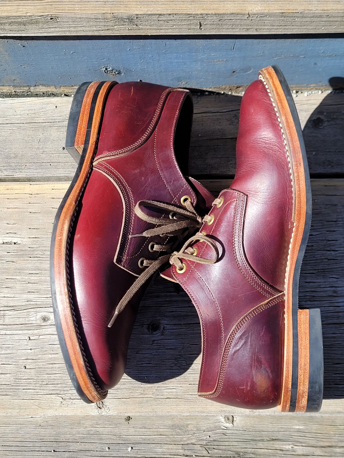 Photo by MyNameisJeff on April 1, 2023 of the Onderhoud LVL01 Derby Boot in Horween Color 8 Chromexcel.