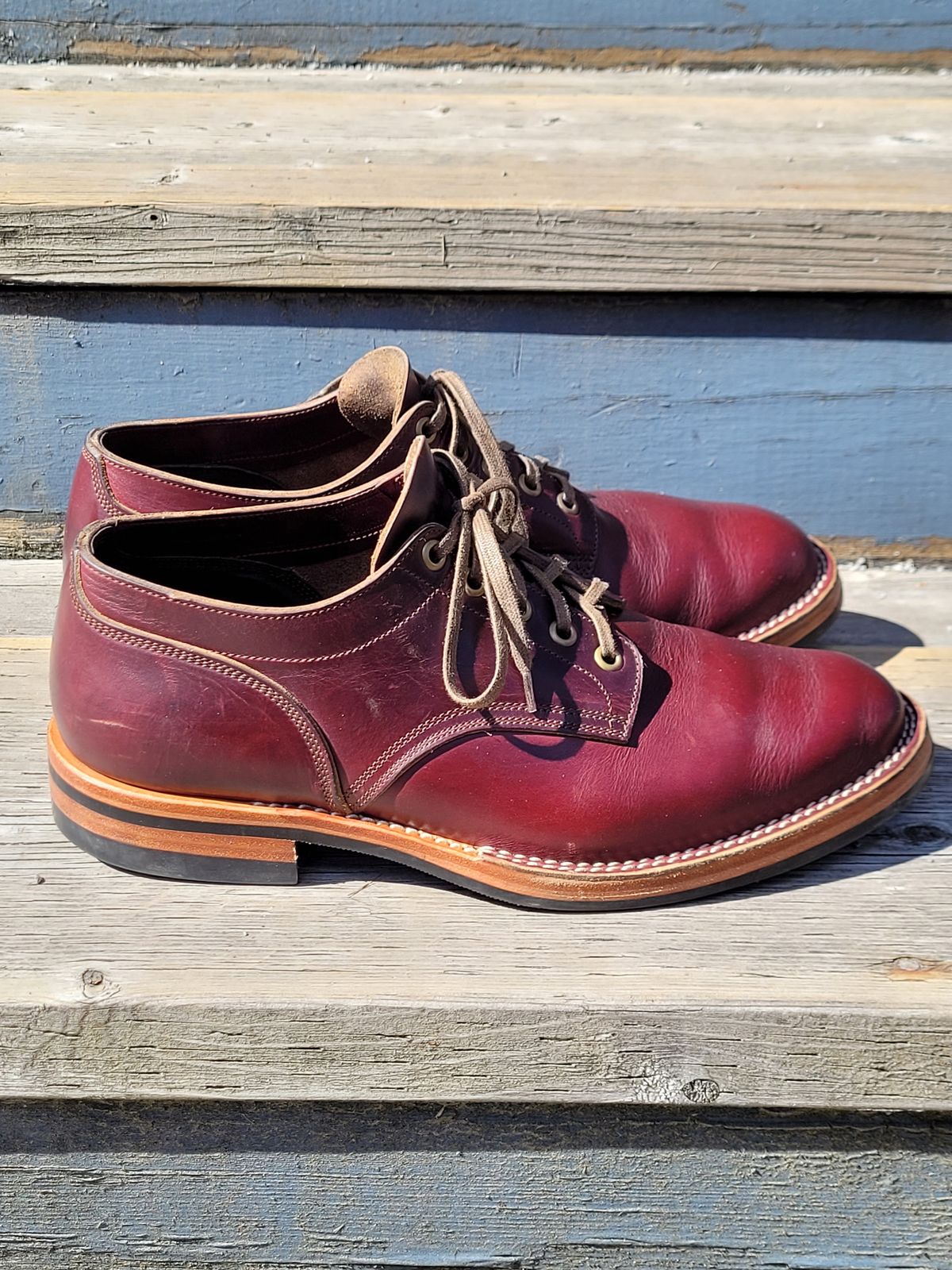 Photo by MyNameisJeff on April 1, 2023 of the Onderhoud LVL01 Derby Boot in Horween Color 8 Chromexcel.