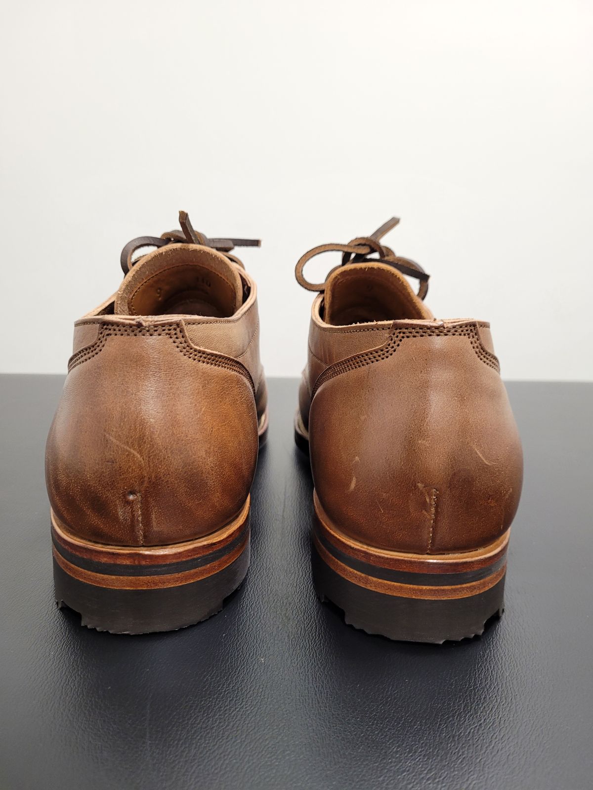 Photo by MyNameisJeff on October 3, 2022 of the Viberg 145 Oxford in Horween Natural Essex Workshoe Butt.