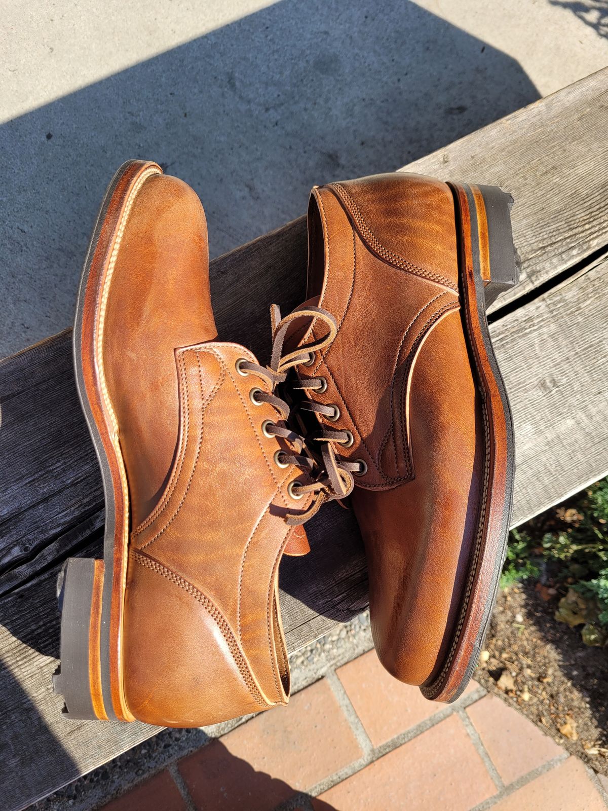 Photo by MyNameisJeff on October 3, 2022 of the Viberg 145 Oxford in Horween Natural Essex Workshoe Butt.