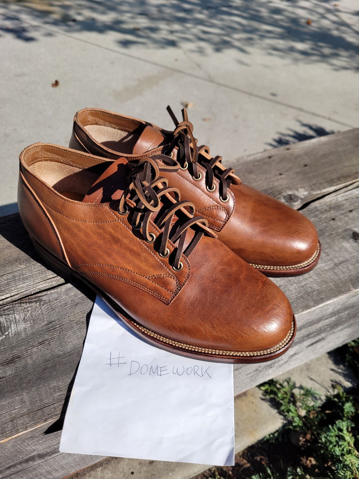 Photo by MyNameisJeff on October 3, 2022 of the Viberg 145 Oxford in Horween Natural Essex Workshoe Butt.
