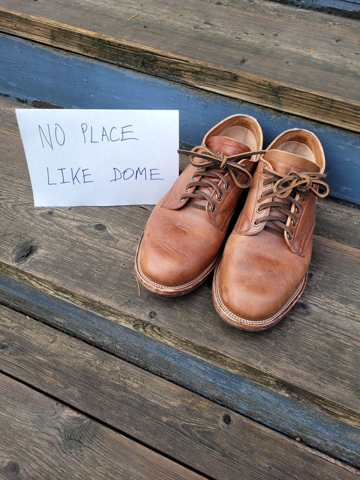 Photo by MyNameisJeff on November 1, 2022 of the Viberg 145 Oxford in Horween Natural Essex Workshoe Butt.