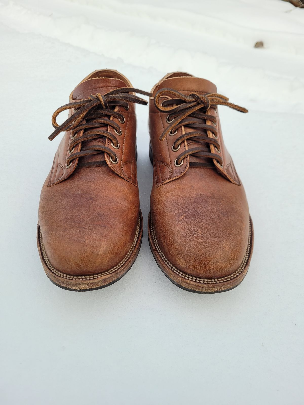 Photo by MyNameisJeff on December 2, 2022 of the Viberg 145 Oxford in Horween Natural Essex Workshoe Butt.