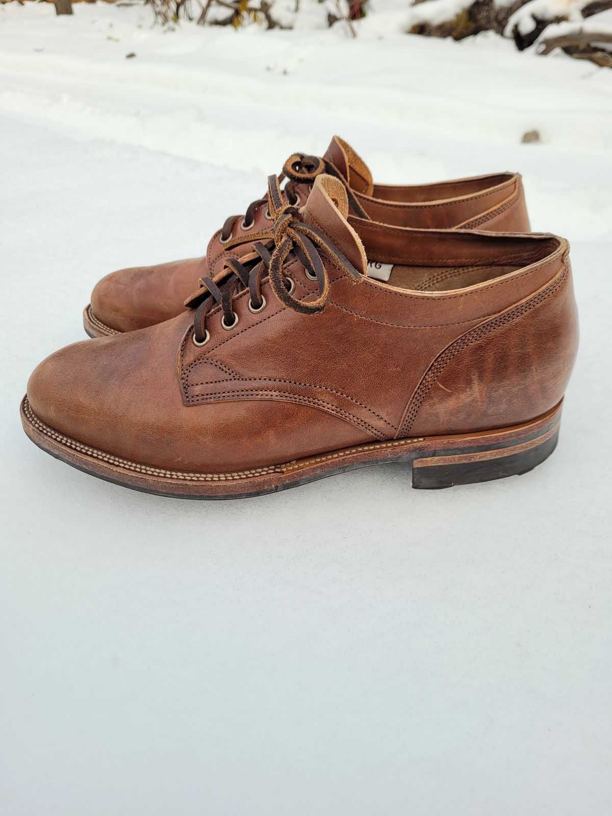 Photo by MyNameisJeff on December 2, 2022 of the Viberg 145 Oxford in Horween Natural Essex Workshoe Butt.