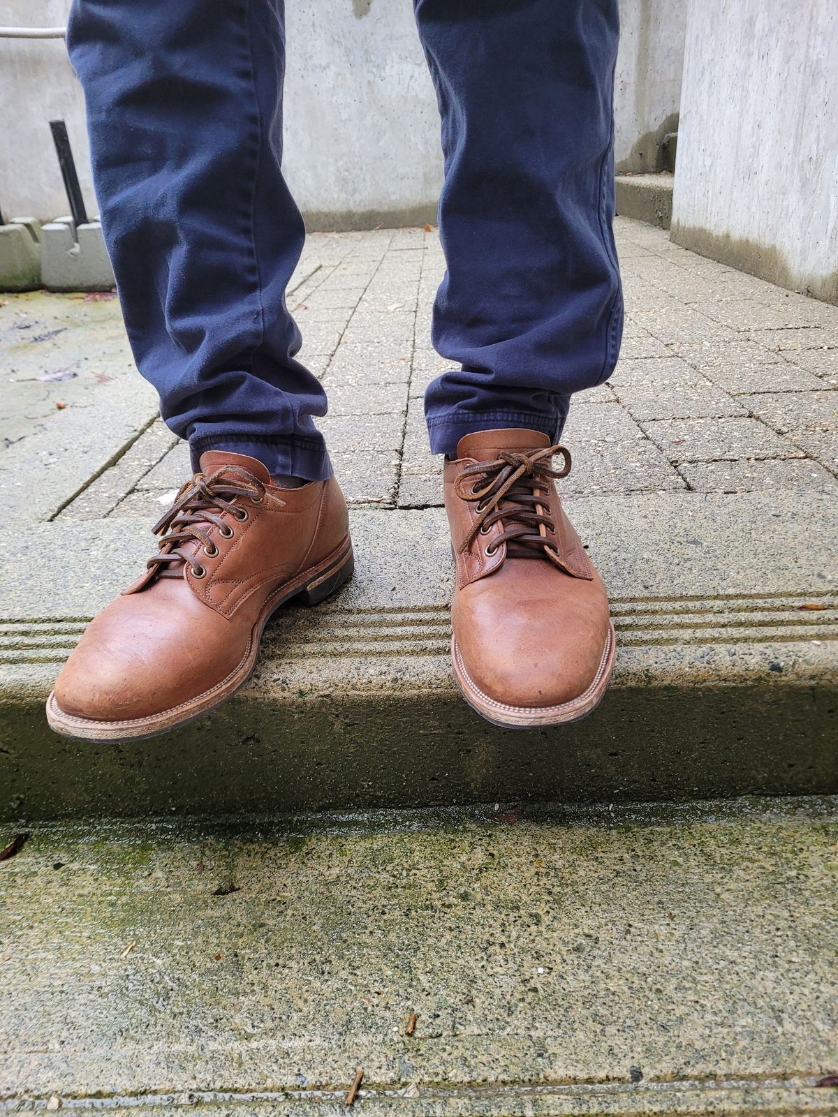 Photo by MyNameisJeff on January 1, 2023 of the Viberg 145 Oxford in Horween Natural Essex Workshoe Butt.
