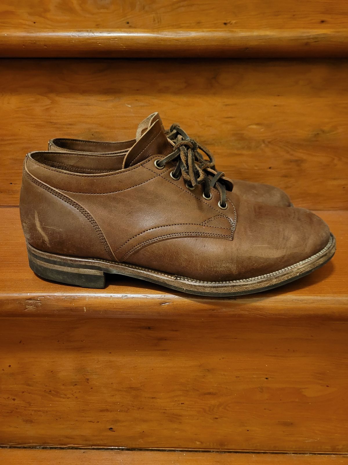 Photo by MyNameisJeff on February 2, 2023 of the Viberg 145 Oxford in Horween Natural Essex Workshoe Butt.