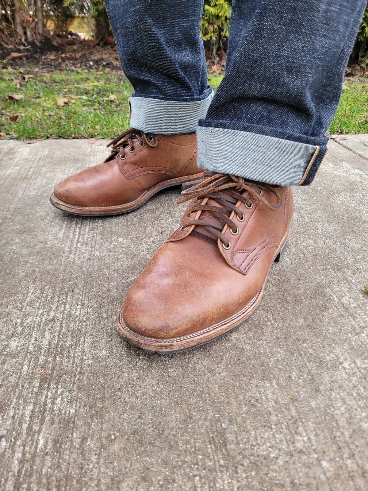Photo by MyNameisJeff on February 4, 2023 of the Viberg 145 Oxford in Horween Natural Essex Workshoe Butt.