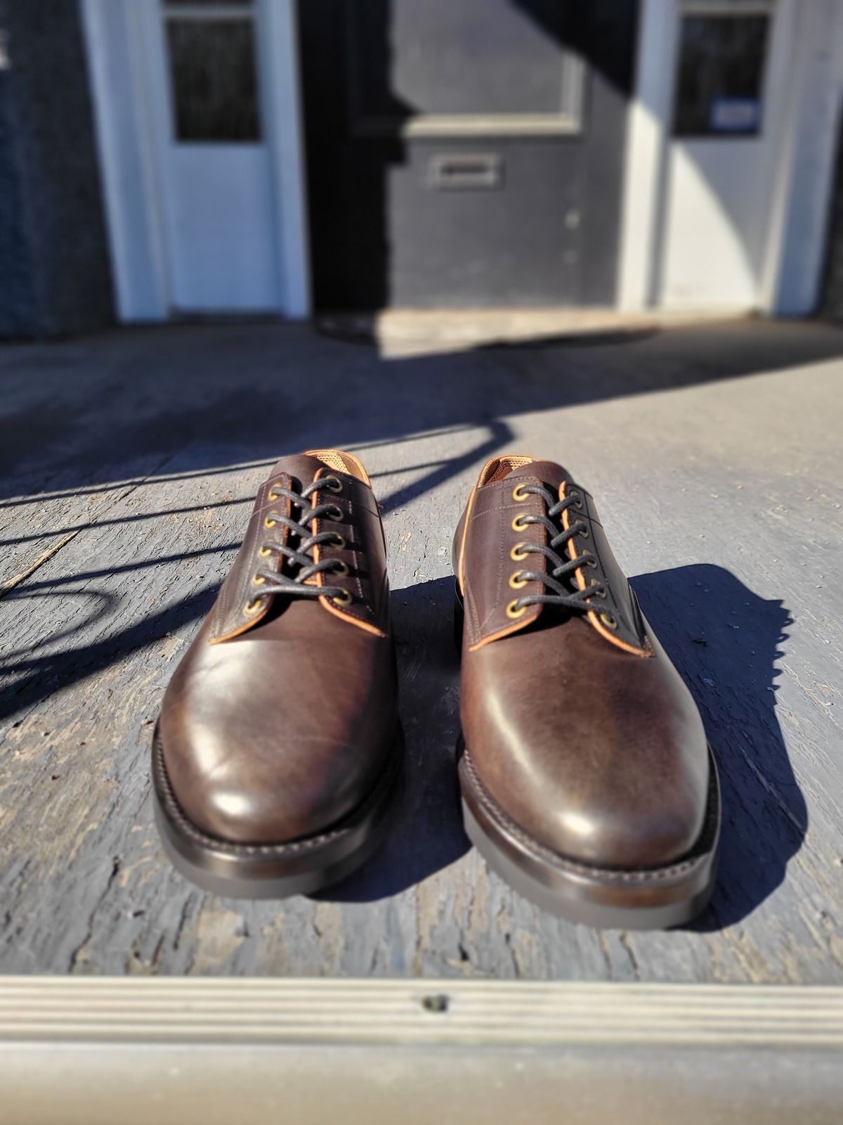 Photo by MyNameisJeff on October 6, 2023 of the Onderhoud LVL01 Derby Boot in Badalassi Carlo Cognac Minerva.