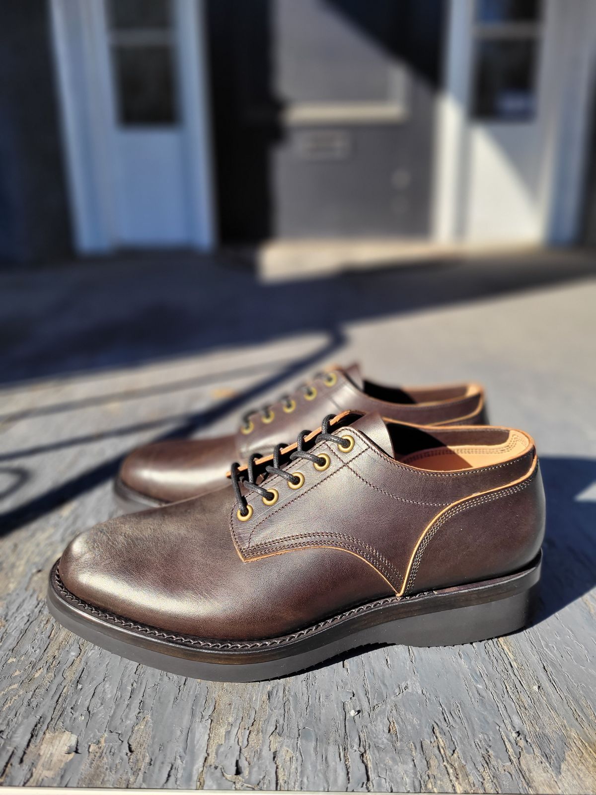 Photo by MyNameisJeff on October 6, 2023 of the Onderhoud LVL01 Derby Boot in Badalassi Carlo Cognac Minerva.