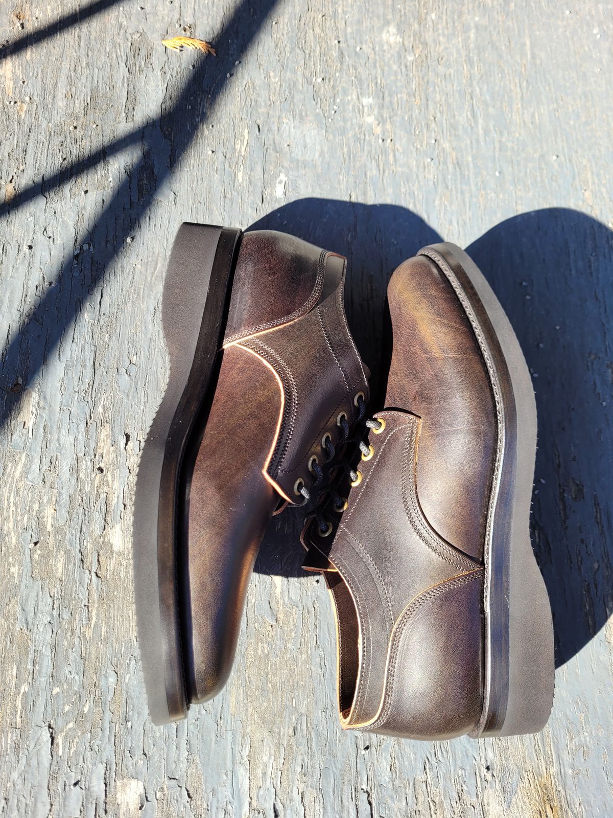 Photo by MyNameisJeff on October 6, 2023 of the Onderhoud LVL01 Derby Boot in Badalassi Carlo Cognac Minerva.