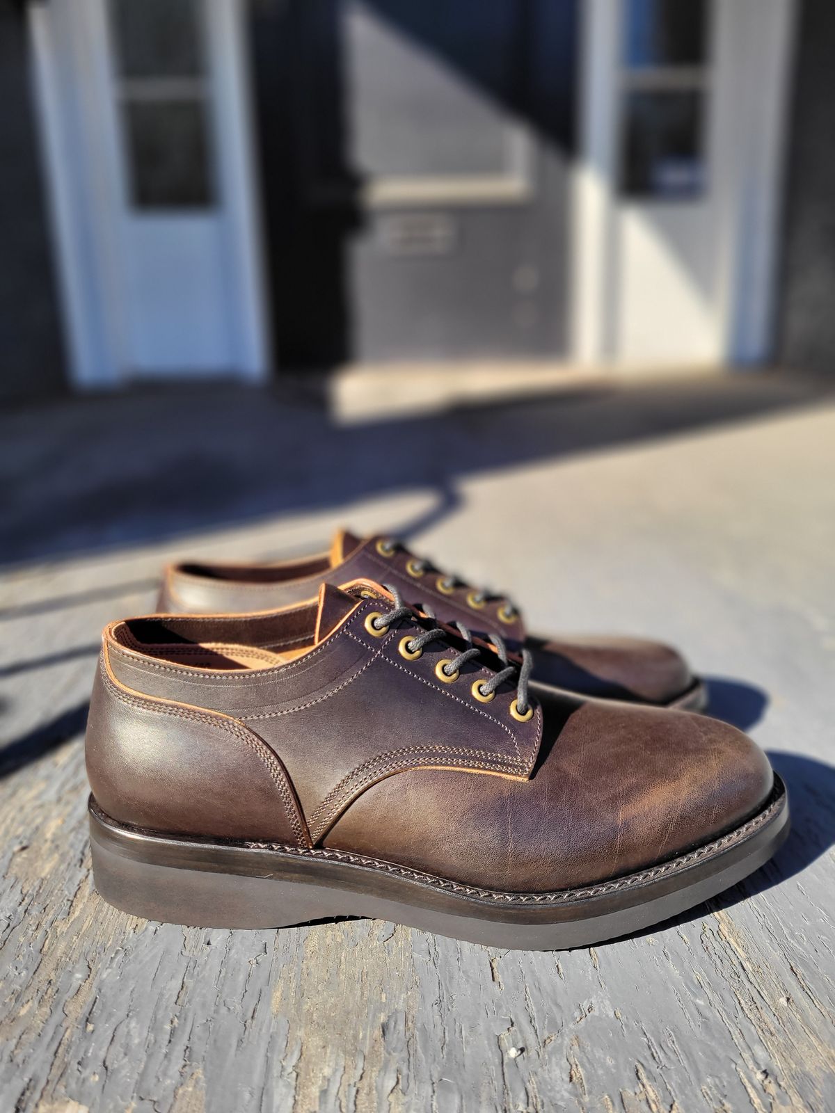 Photo by MyNameisJeff on October 6, 2023 of the Onderhoud LVL01 Derby Boot in Badalassi Carlo Cognac Minerva.
