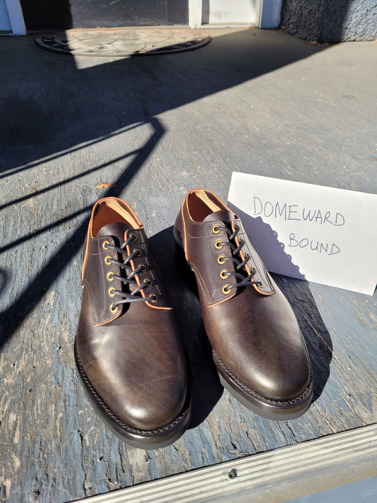 Photo by MyNameisJeff on October 6, 2023 of the Onderhoud LVL01 Derby Boot in Badalassi Carlo Cognac Minerva.