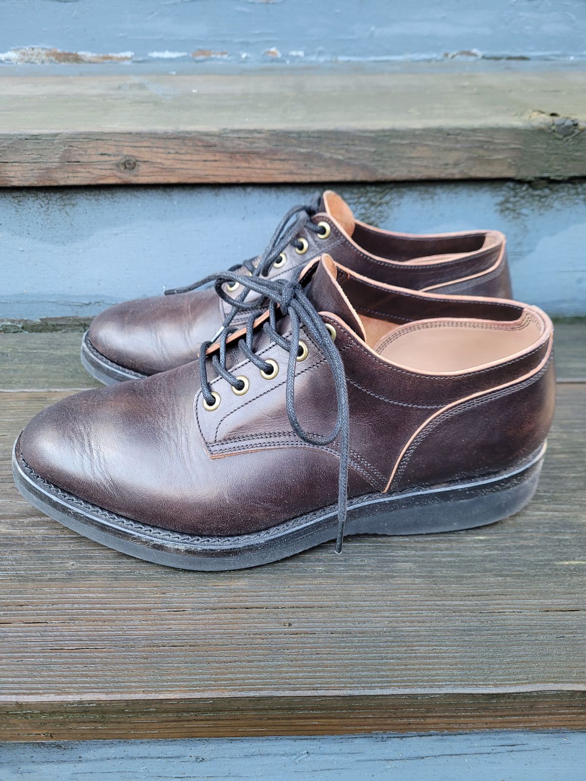 Photo by MyNameisJeff on December 2, 2023 of the Onderhoud LVL01 Derby Boot in Badalassi Carlo Cognac Minerva.