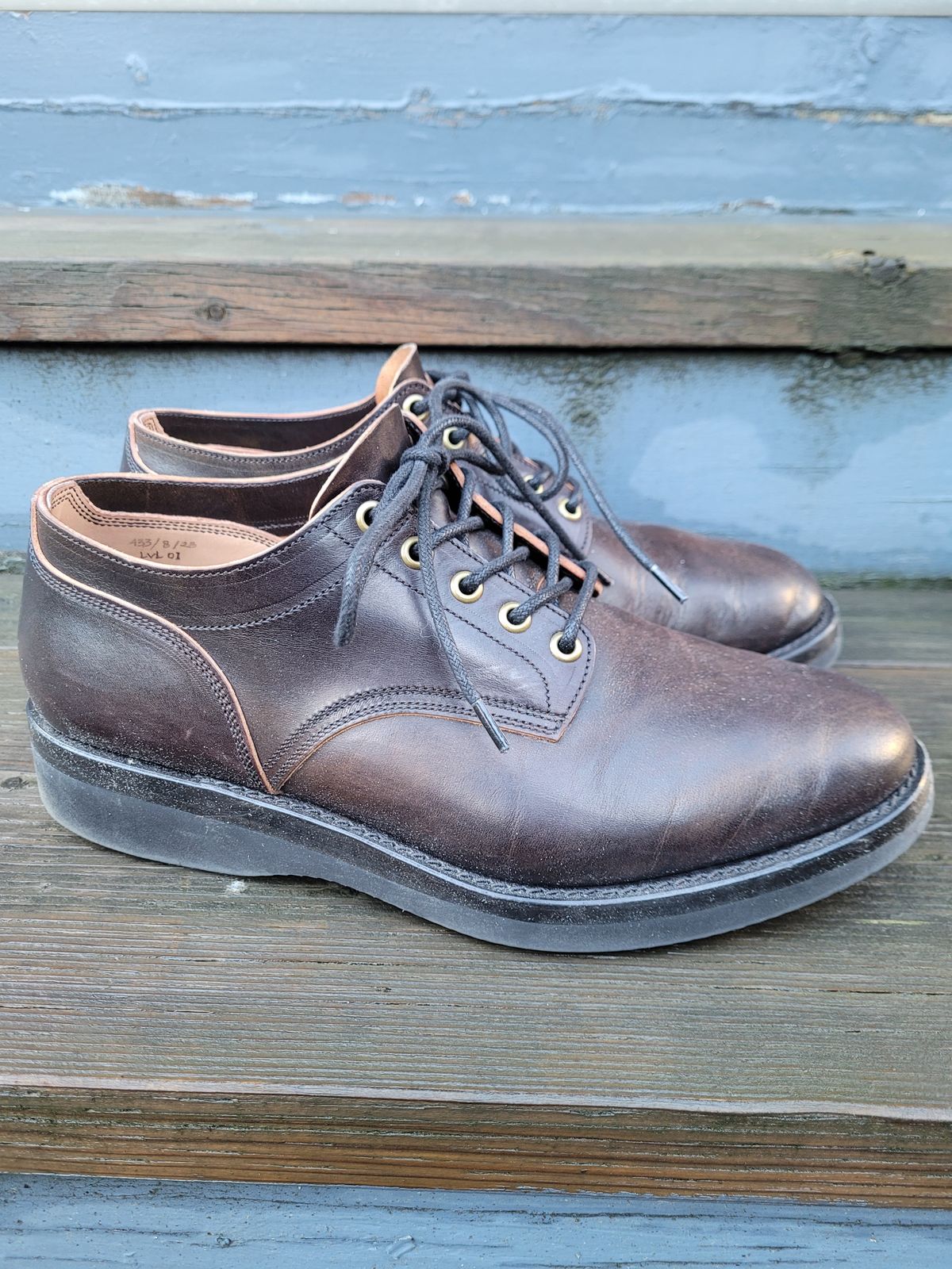 Photo by MyNameisJeff on December 2, 2023 of the Onderhoud LVL01 Derby Boot in Badalassi Carlo Cognac Minerva.