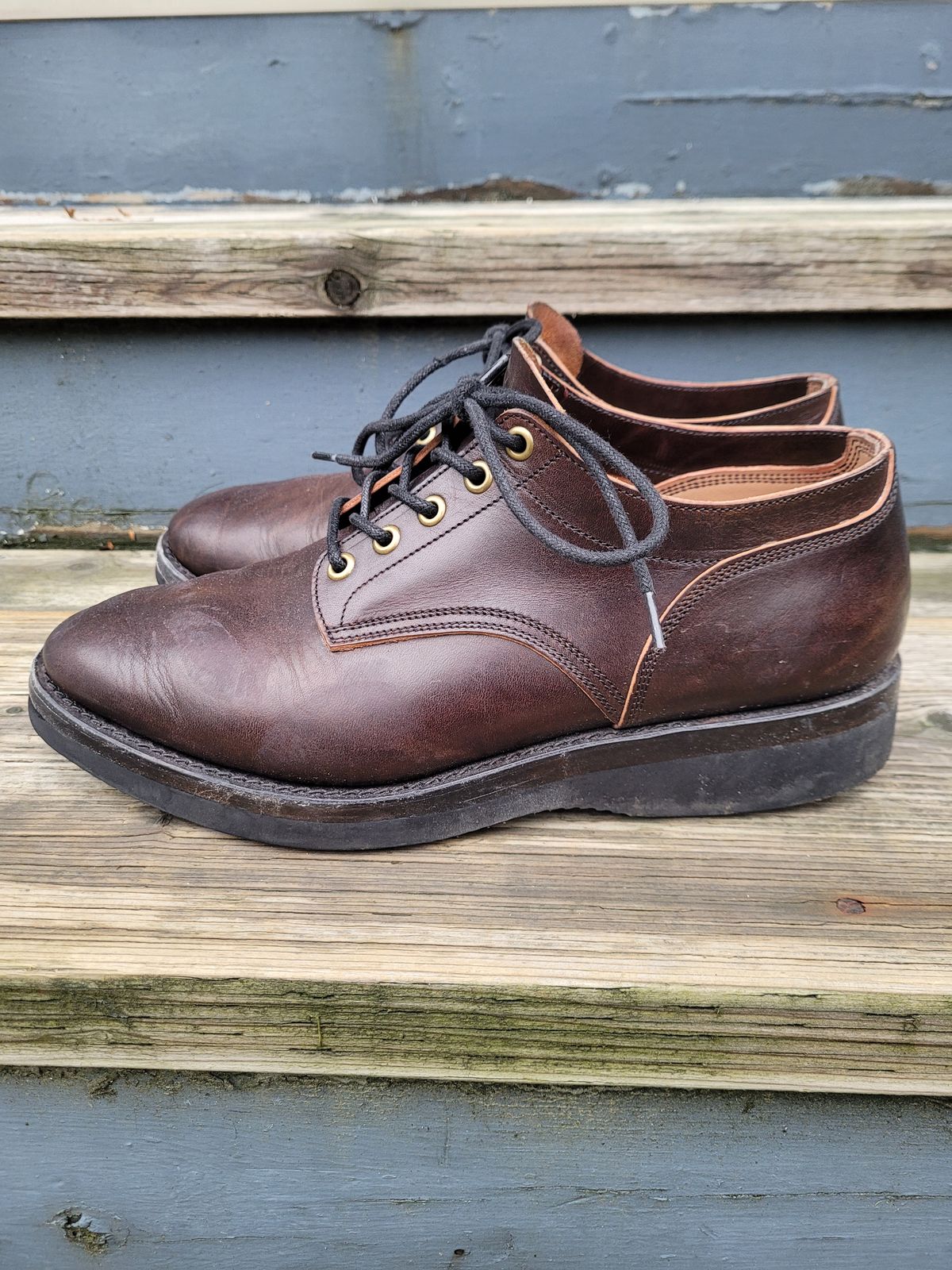 Photo by MyNameisJeff on February 2, 2024 of the Onderhoud LVL01 Derby Boot in Badalassi Carlo Cognac Minerva.