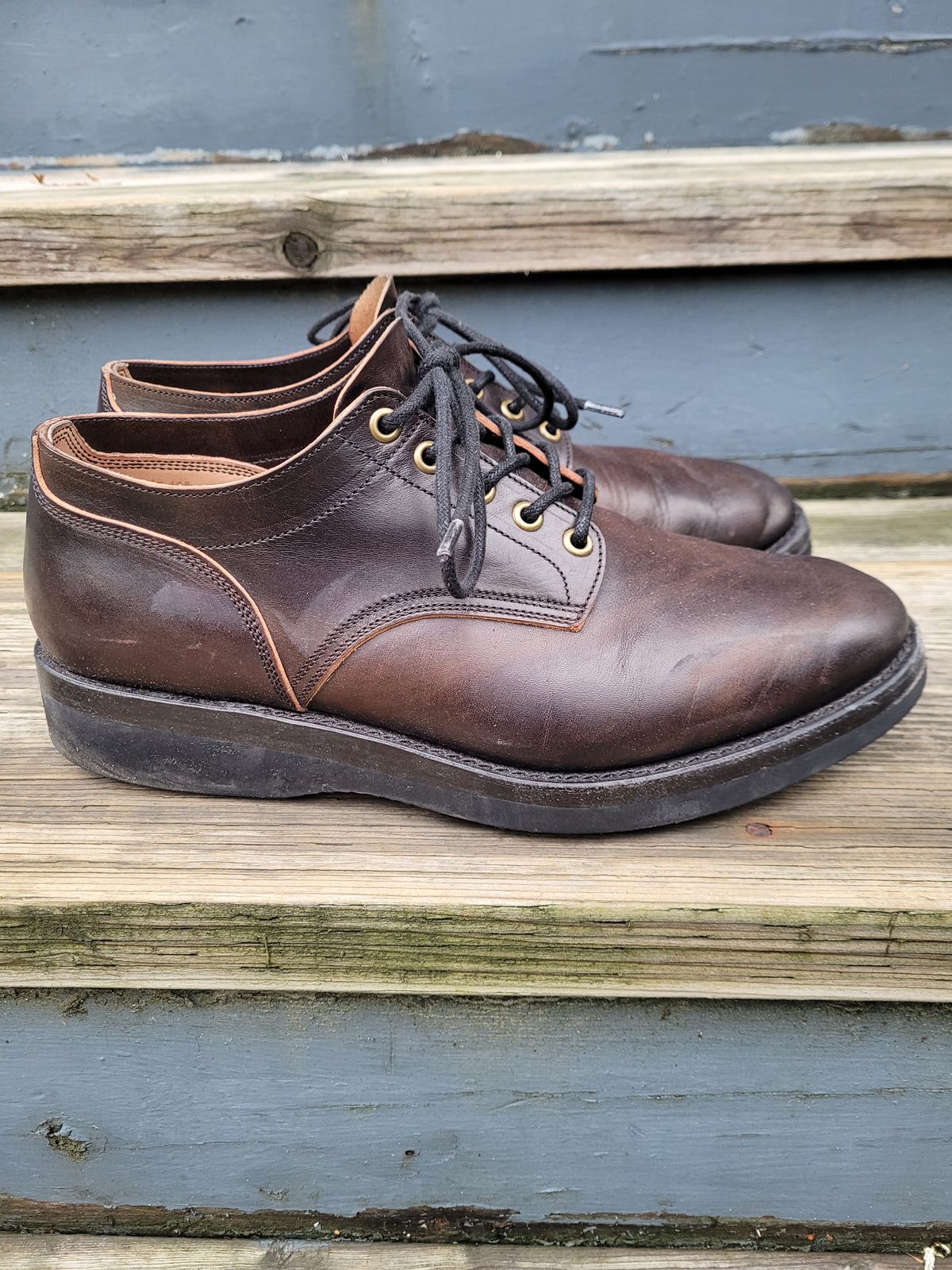 Photo by MyNameisJeff on February 2, 2024 of the Onderhoud LVL01 Derby Boot in Badalassi Carlo Cognac Minerva.