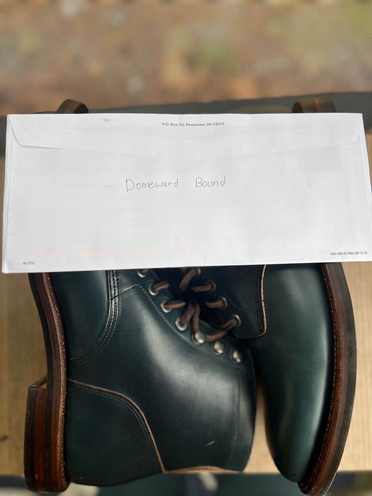 Photo by almalik1226 on October 1, 2023 of the Grant Stone Diesel Boot in Horween Navy Chromexcel.