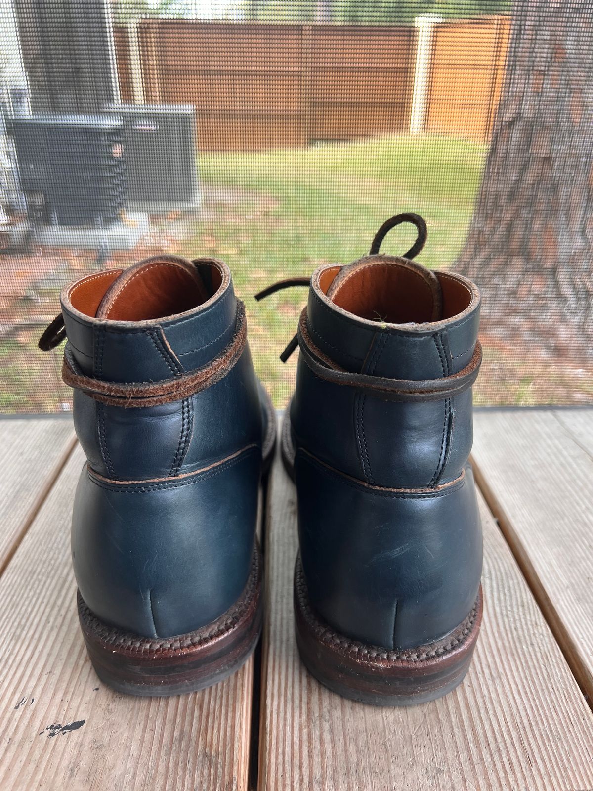 Photo by almalik1226 on December 5, 2023 of the Grant Stone Diesel Boot in Horween Navy Chromexcel.