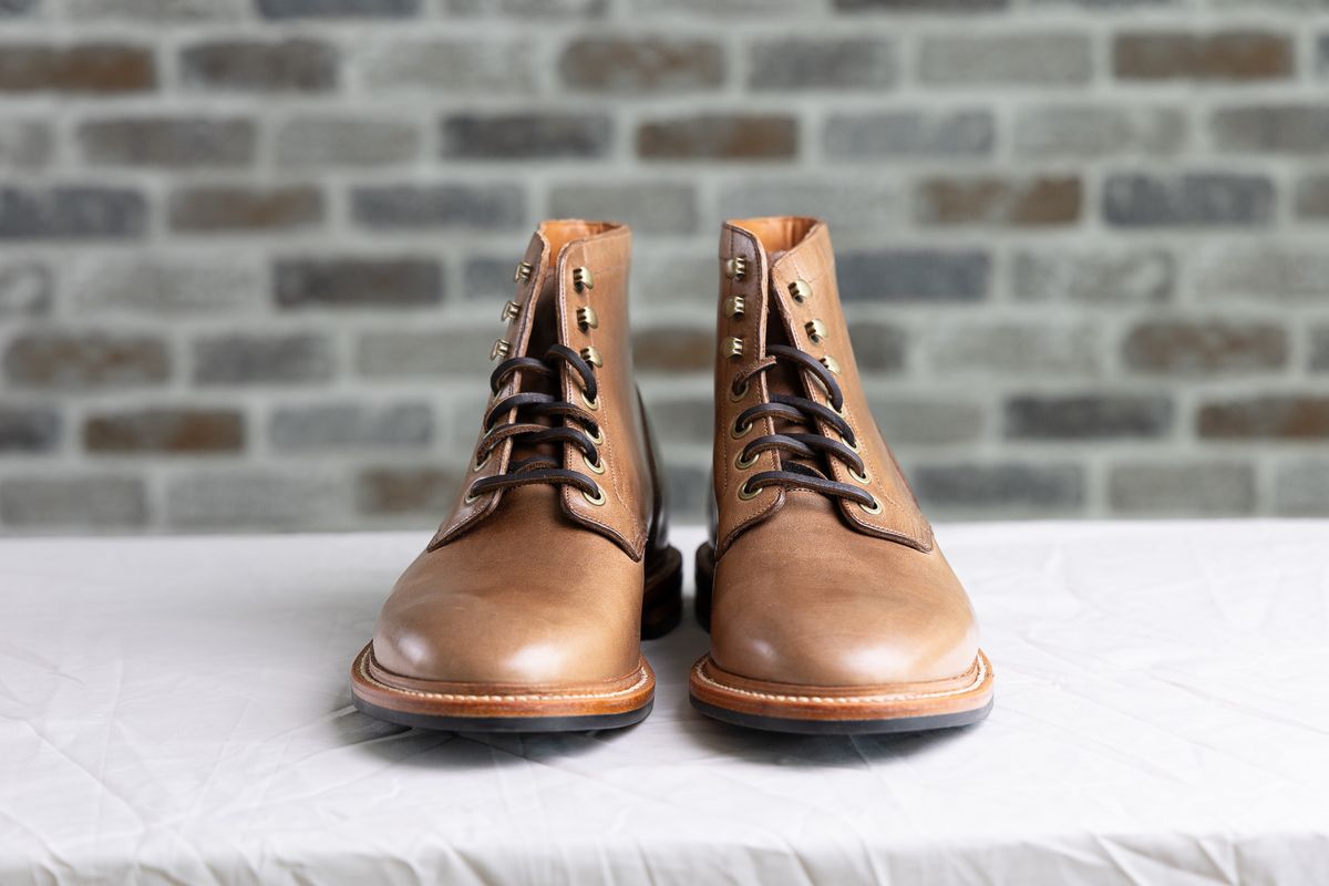 Photo by bootspy on October 2, 2023 of the Grant Stone Diesel Boot in Horween Natural Chromexcel.