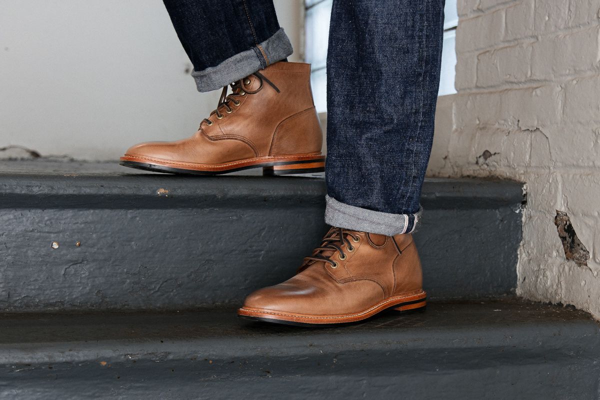 Photo by bootspy on October 2, 2023 of the Grant Stone Diesel Boot in Horween Natural Chromexcel.