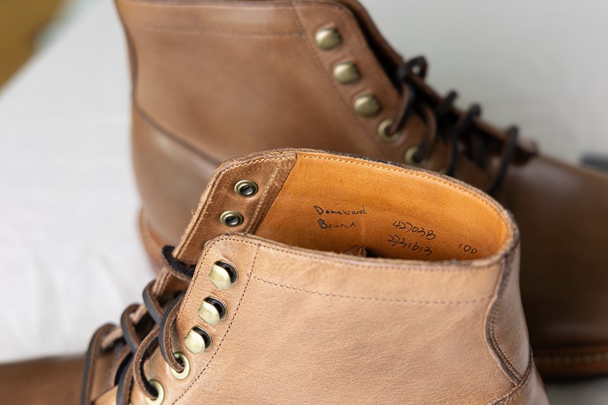 Photo by bootspy on October 2, 2023 of the Grant Stone Diesel Boot in Horween Natural Chromexcel.