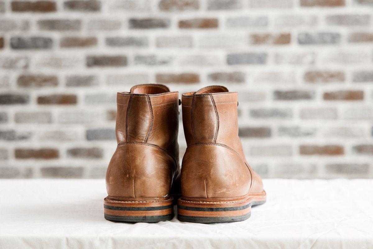 Photo by bootspy on November 6, 2023 of the Grant Stone Diesel Boot in Horween Natural Chromexcel.