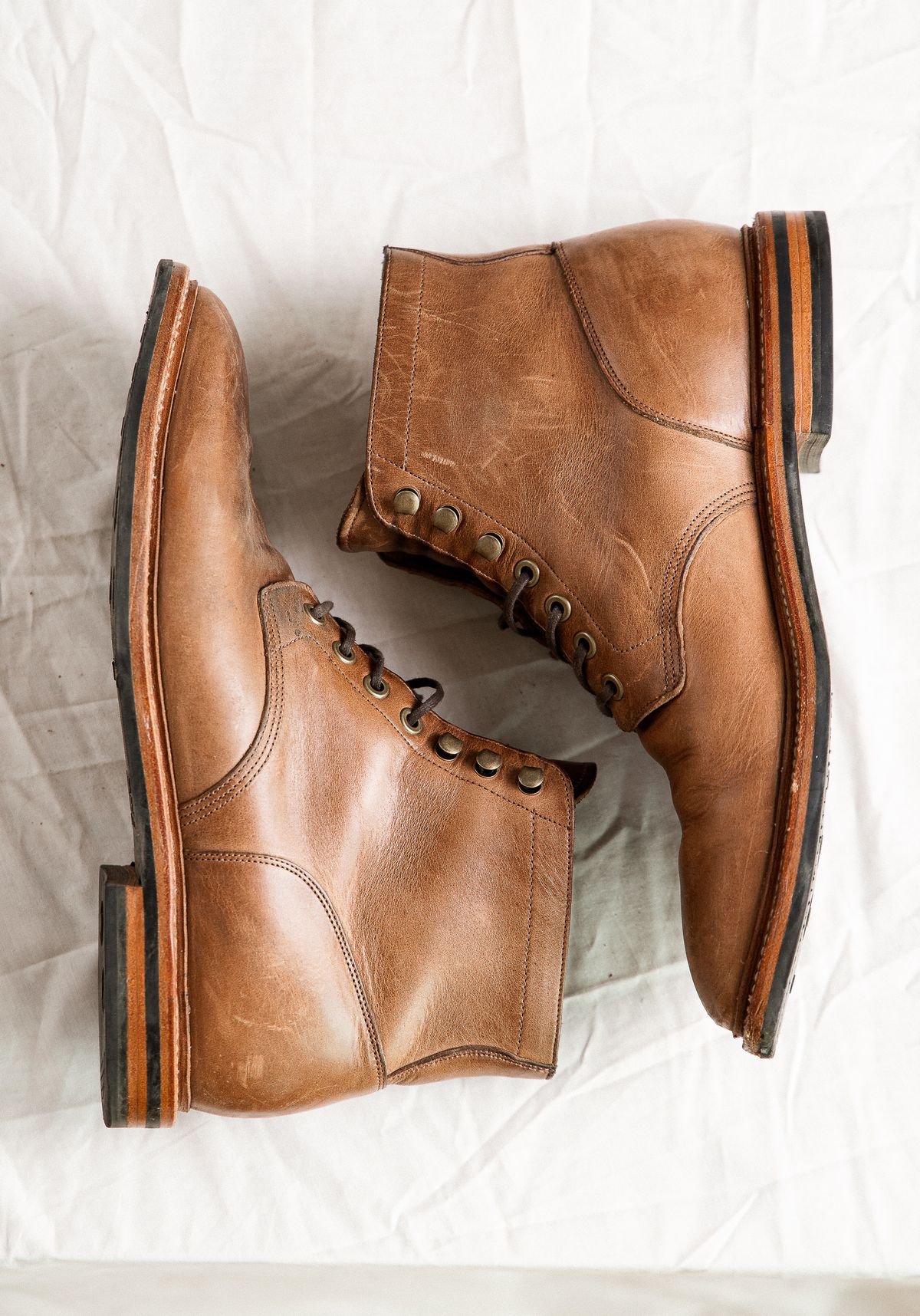 Photo by bootspy on November 6, 2023 of the Grant Stone Diesel Boot in Horween Natural Chromexcel.