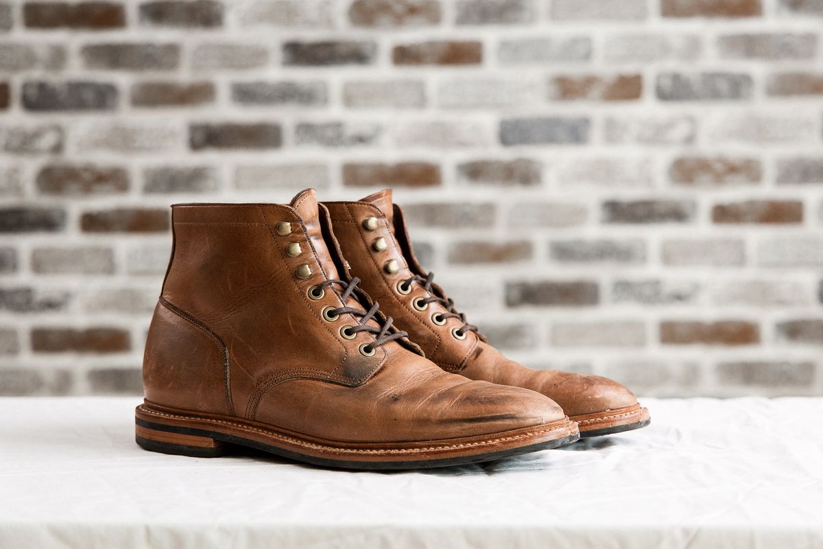 Photo by bootspy on November 6, 2023 of the Grant Stone Diesel Boot in Horween Natural Chromexcel.