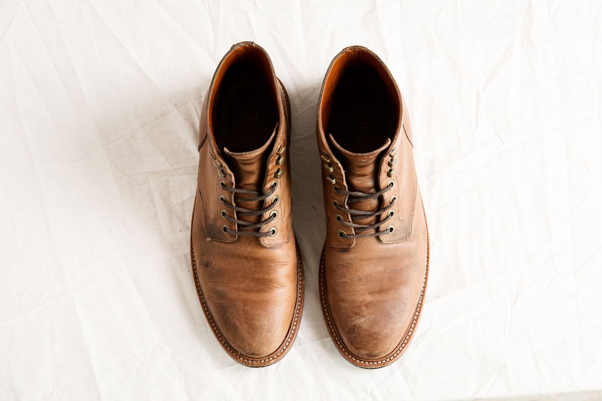Photo by bootspy on November 6, 2023 of the Grant Stone Diesel Boot in Horween Natural Chromexcel.