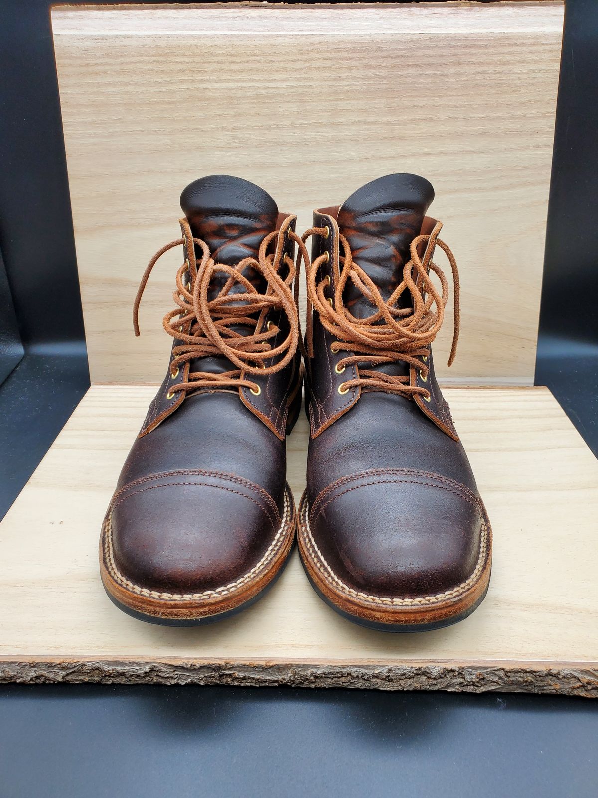 Photo by AlucardX on October 2, 2025 of the Viberg Service Boot in Horween Brown Waxed Flesh.