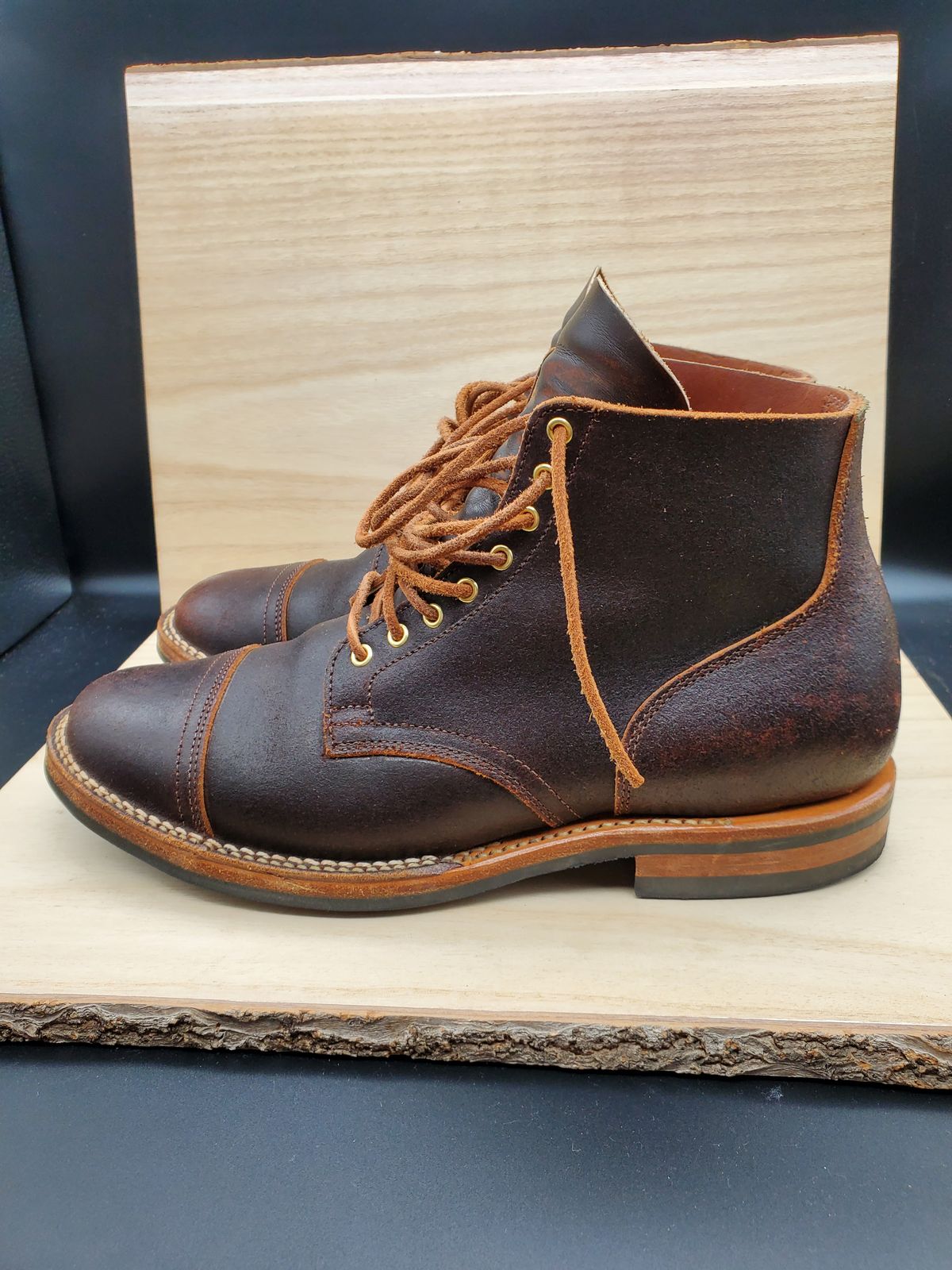 Photo by AlucardX on October 2, 2025 of the Viberg Service Boot in Horween Brown Waxed Flesh.