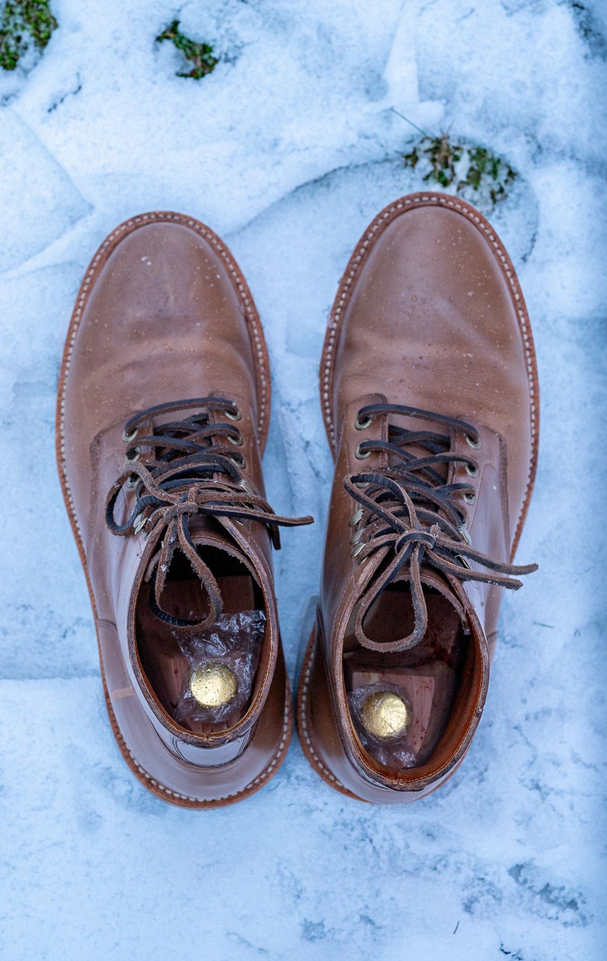 Photo by bootsthrumylens on December 3, 2023 of the Grant Stone Diesel Boot in Horween Dune Chromexcel.