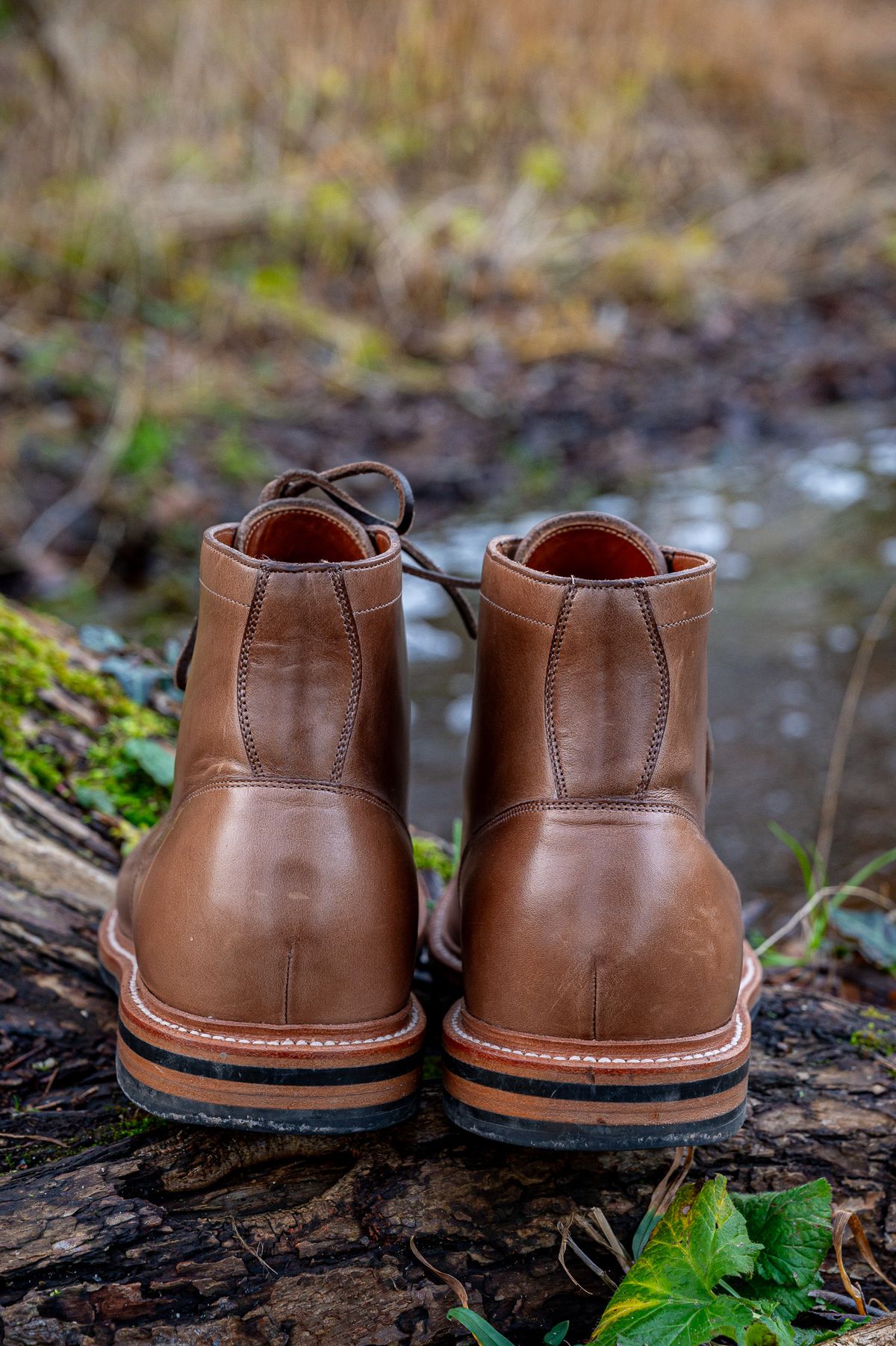 Photo by bootsthrumylens on January 4, 2024 of the Grant Stone Diesel Boot in Horween Dune Chromexcel.