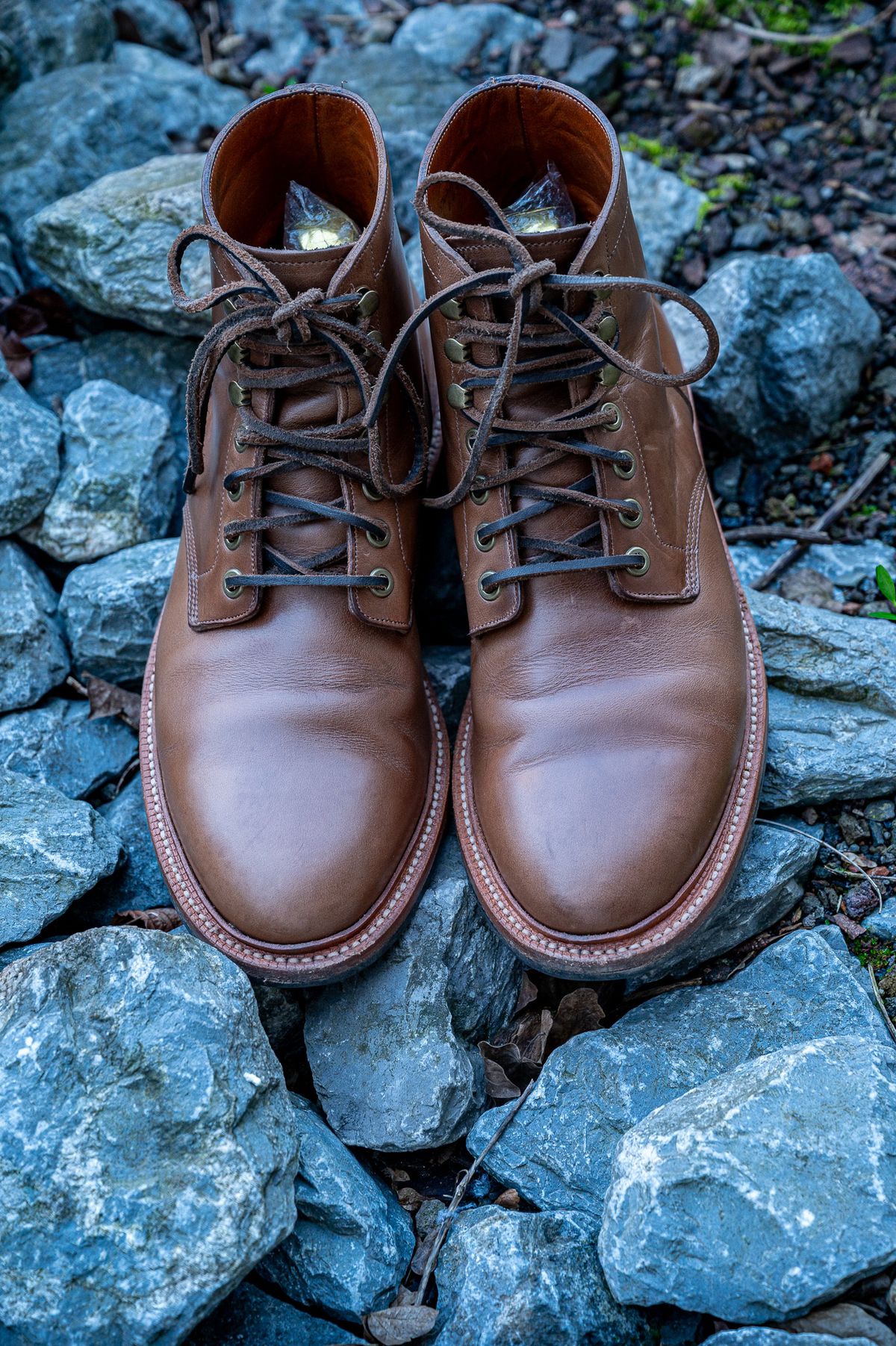 Photo by bootsthrumylens on March 3, 2024 of the Grant Stone Diesel Boot in Horween Dune Chromexcel.
