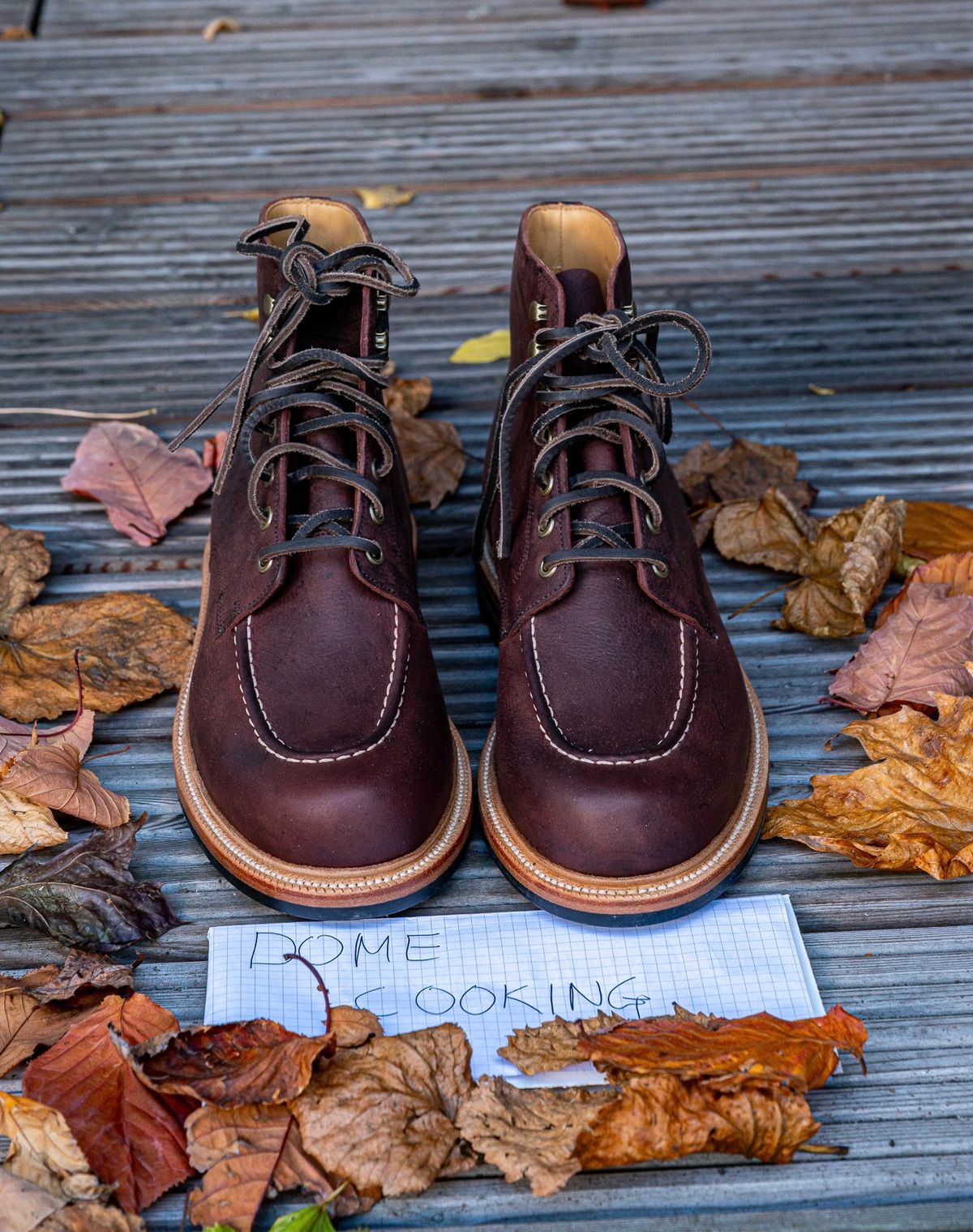Photo by bootsthrumylens on November 2, 2025 of the Grant Stone Brass Boot in C.F. Stead Dark Burgundy Classic Kudu.