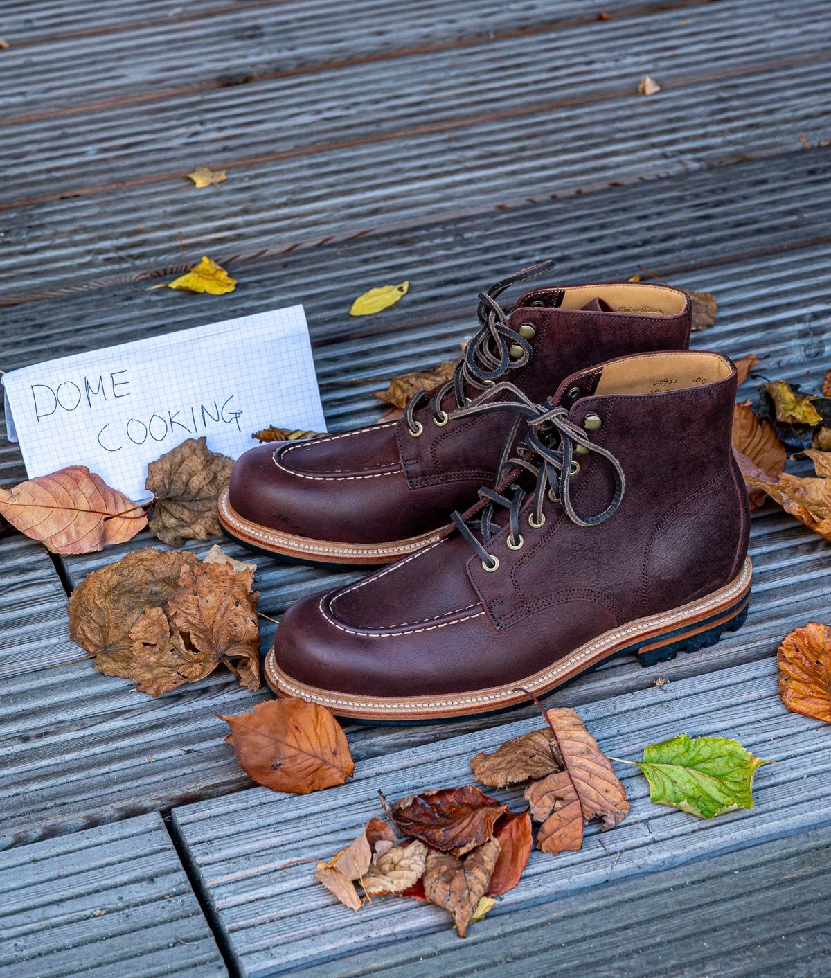 Photo by bootsthrumylens on November 2, 2025 of the Grant Stone Brass Boot in C.F. Stead Dark Burgundy Classic Kudu.