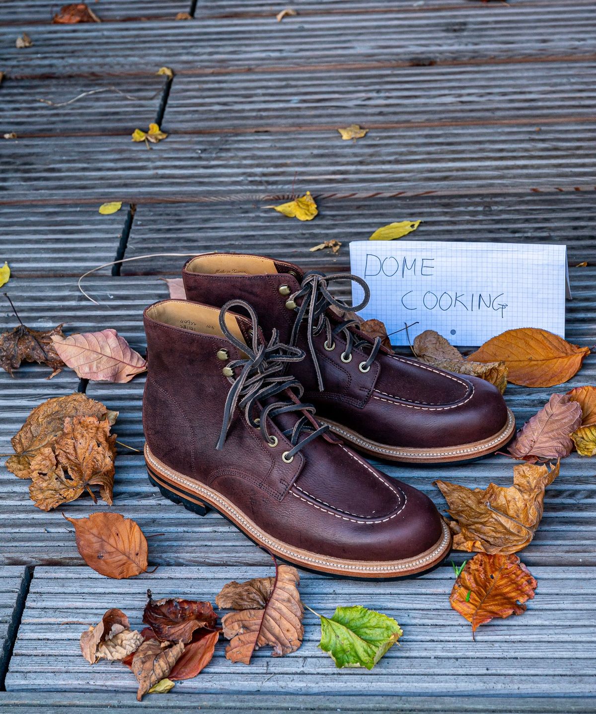 Photo by bootsthrumylens on November 2, 2025 of the Grant Stone Brass Boot in C.F. Stead Dark Burgundy Classic Kudu.