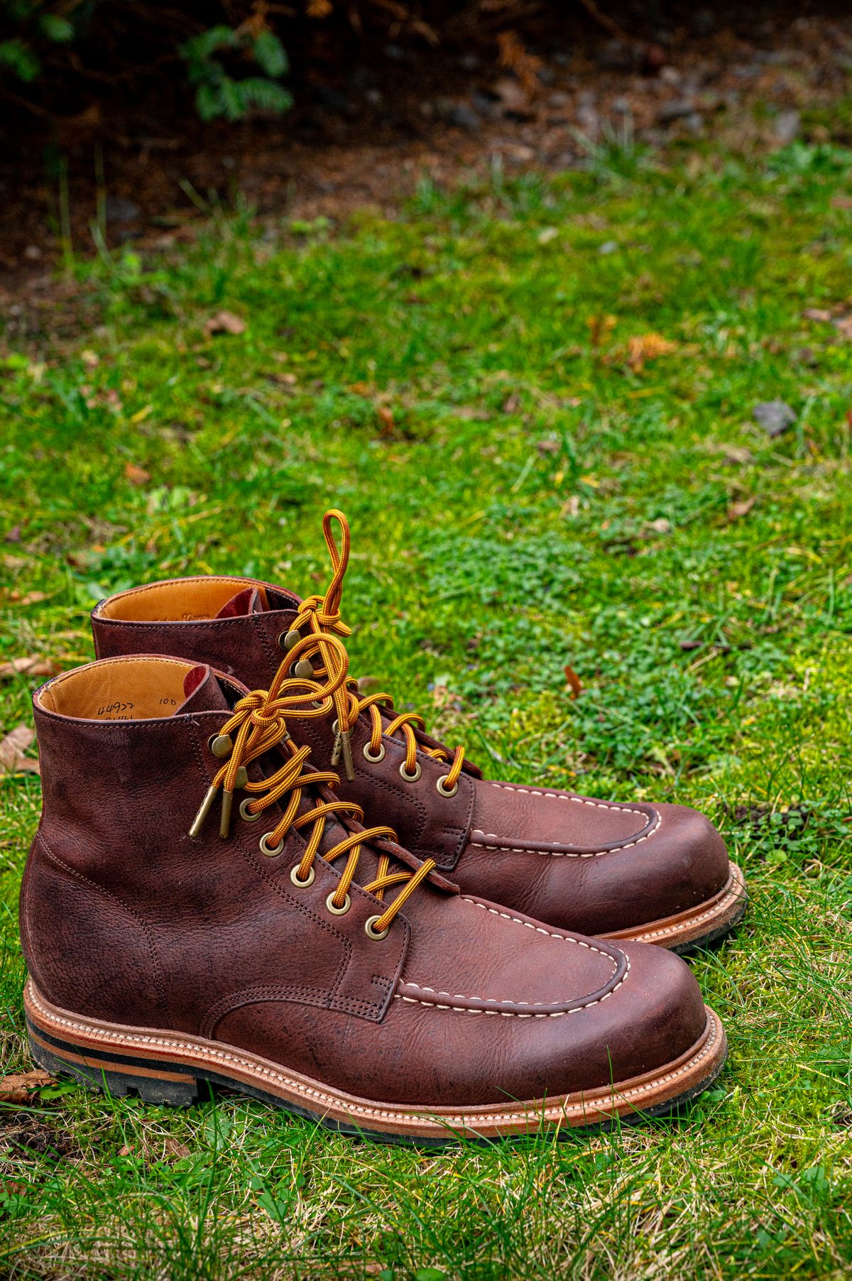Photo by bootsthrumylens on February 1, 2026 of the Grant Stone Brass Boot in C.F. Stead Dark Burgundy Classic Kudu.
