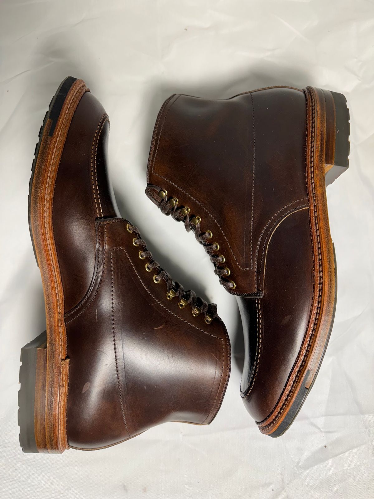 Photo by drtobiassfunke on October 5, 2024 of the Alden Indy Boot in Horween Brown Chromexcel.