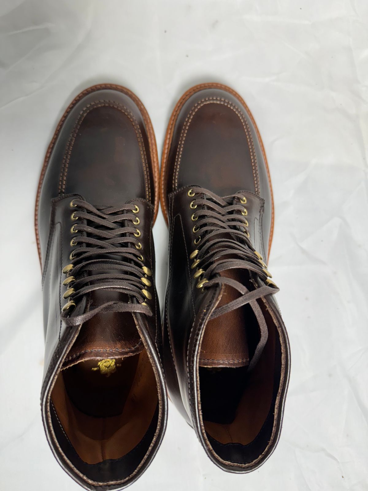 Photo by drtobiassfunke on October 5, 2024 of the Alden Indy Boot in Horween Brown Chromexcel.