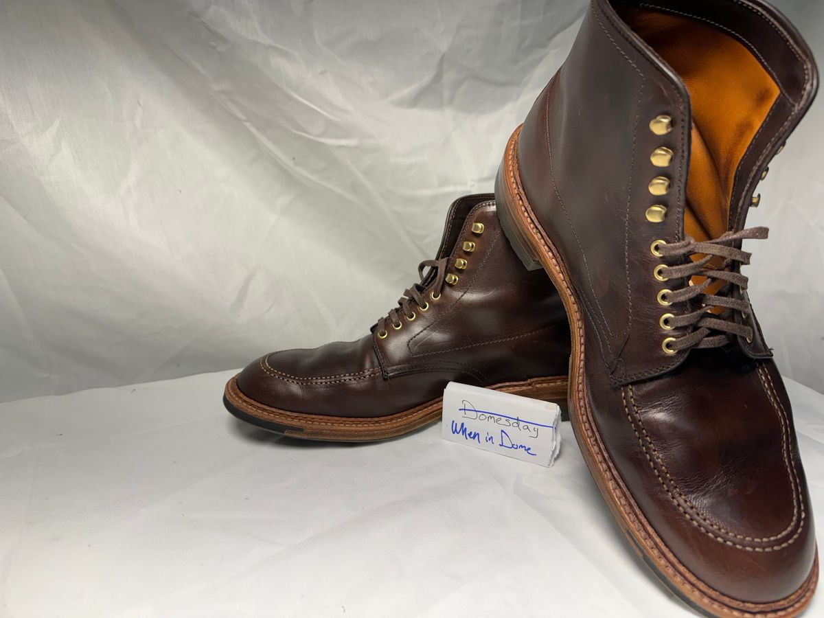Photo by drtobiassfunke on November 6, 2024 of the Alden Indy Boot in Horween Brown Chromexcel.