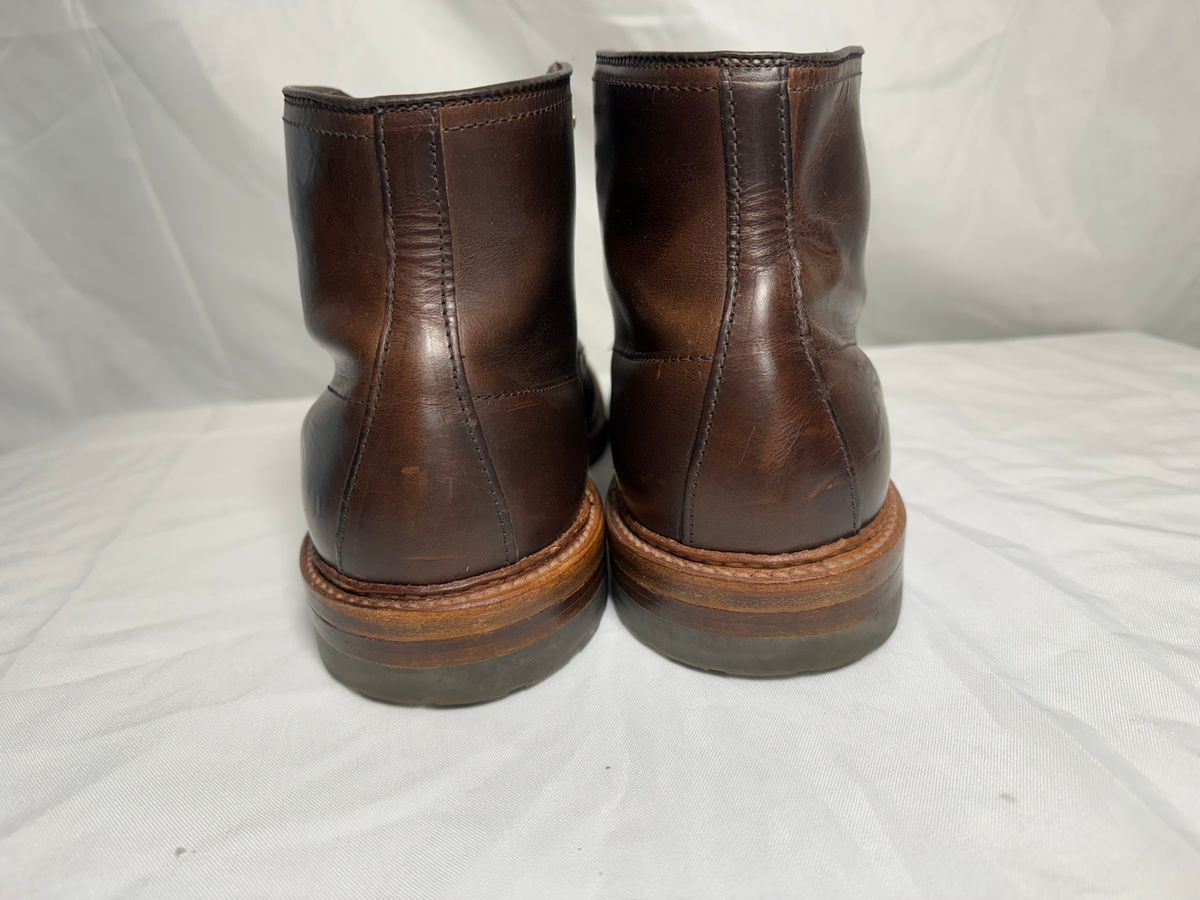 Photo by drtobiassfunke on November 6, 2024 of the Alden Indy Boot in Horween Brown Chromexcel.