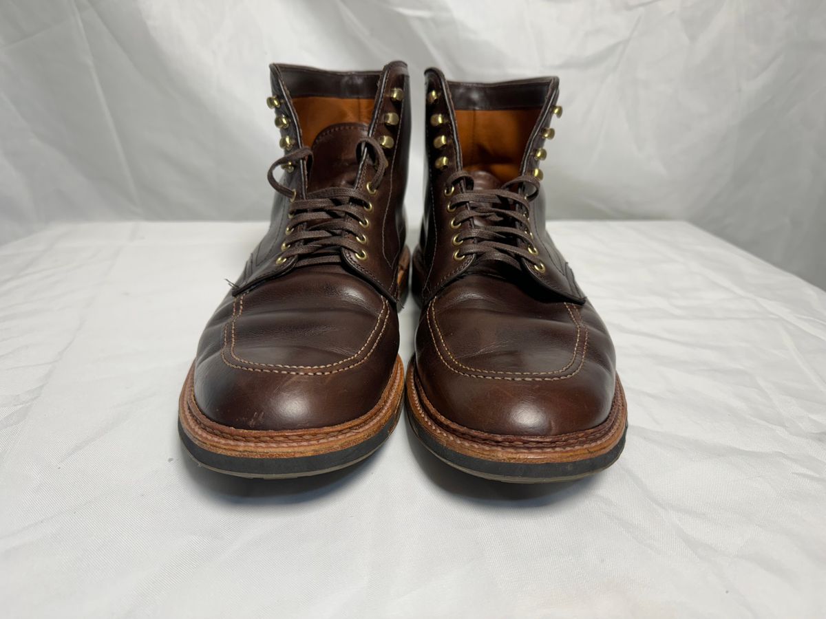 Photo by drtobiassfunke on November 6, 2024 of the Alden Indy Boot in Horween Brown Chromexcel.