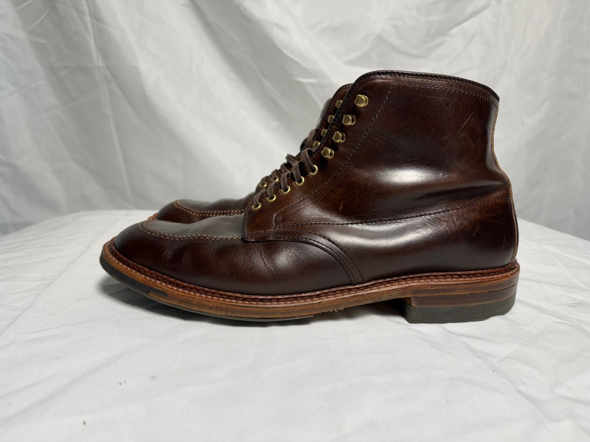 Photo by drtobiassfunke on November 6, 2024 of the Alden Indy Boot in Horween Brown Chromexcel.