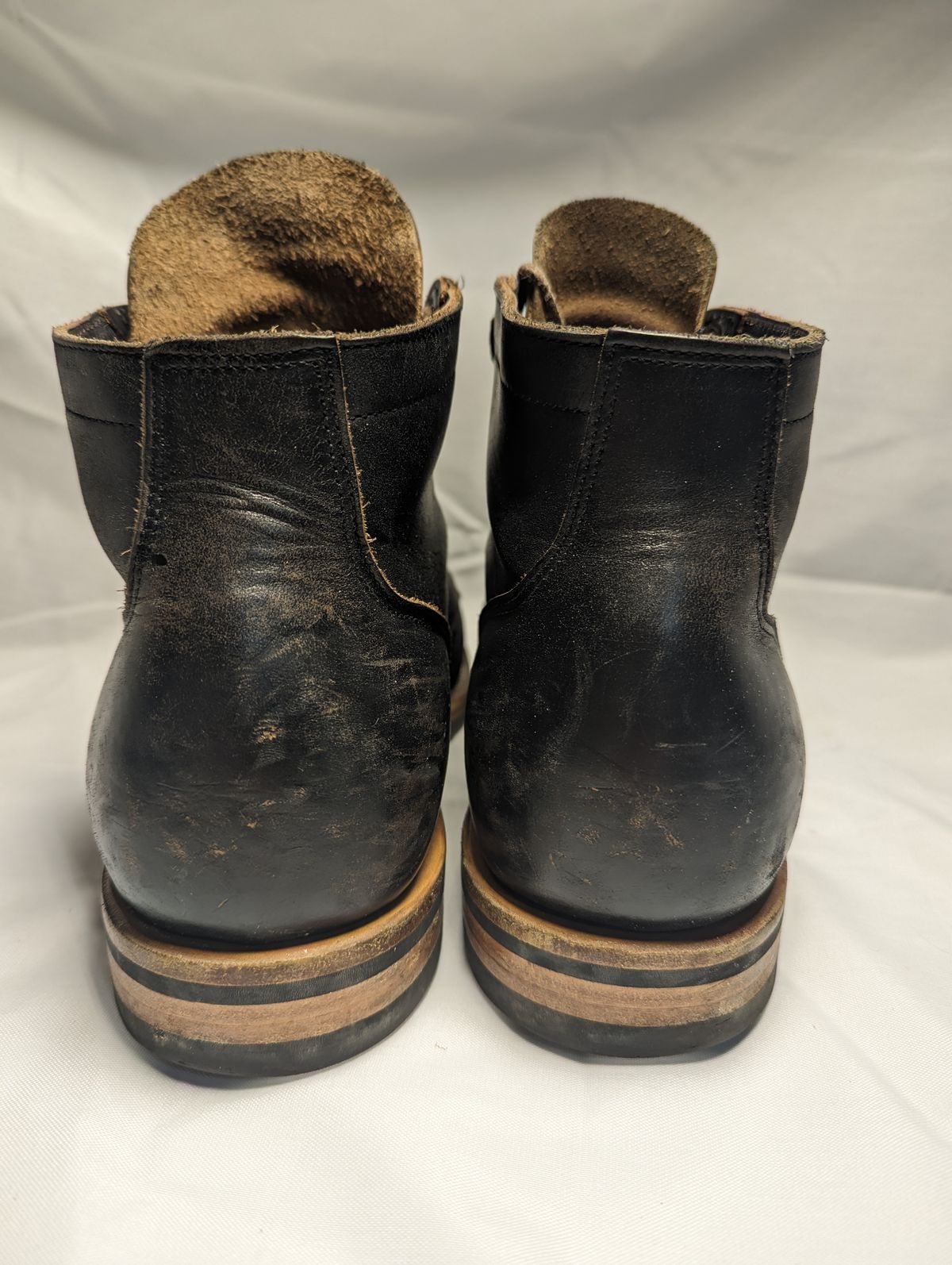 Photo by drtobiassfunke on January 6, 2024 of the Viberg Service Boot in Horween Black Chromexcel.
