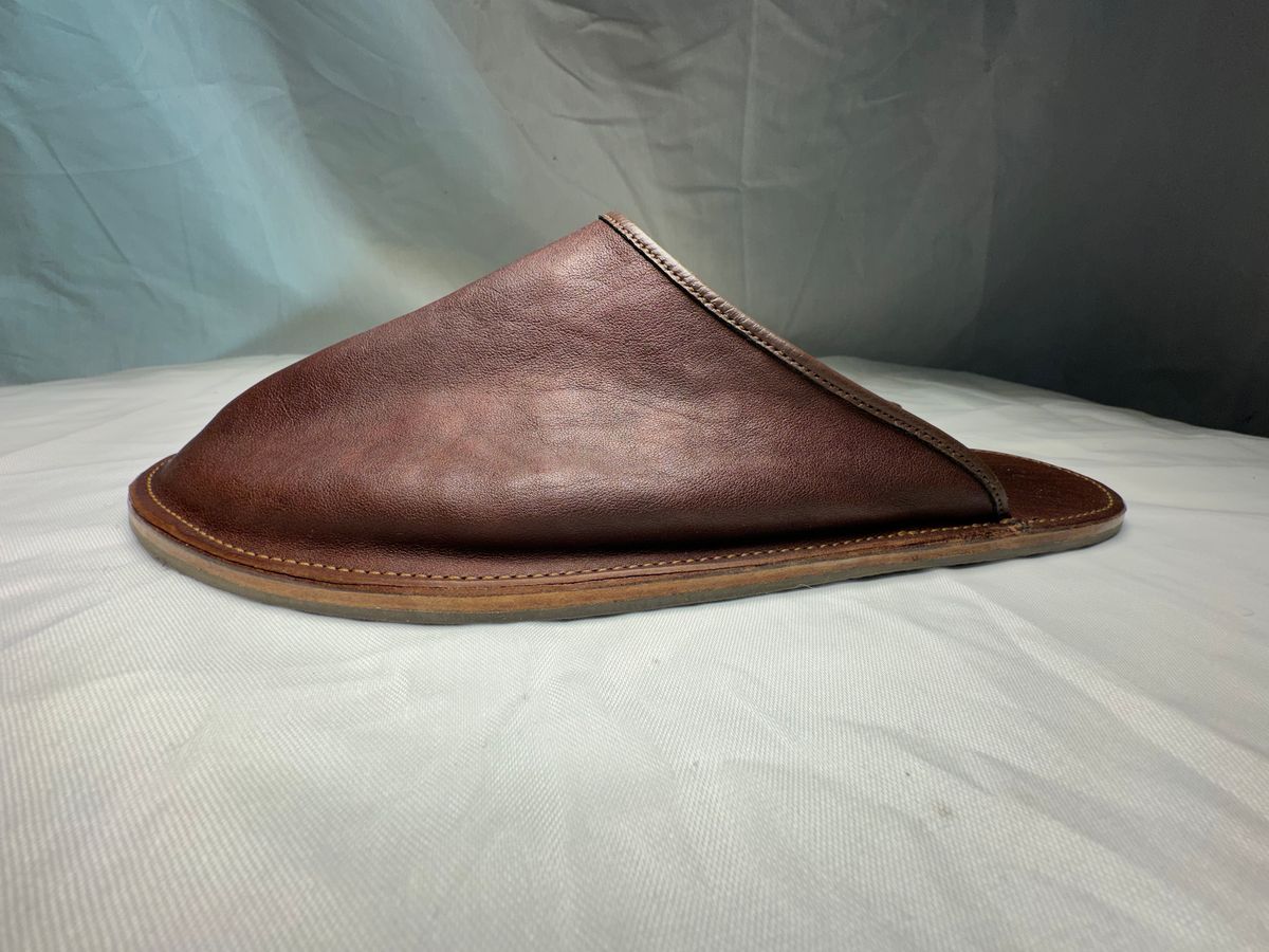 Photo by drtobiassfunke on November 6, 2024 of the Viberg Slide in Maryam Marrone Washed Kangaroo.