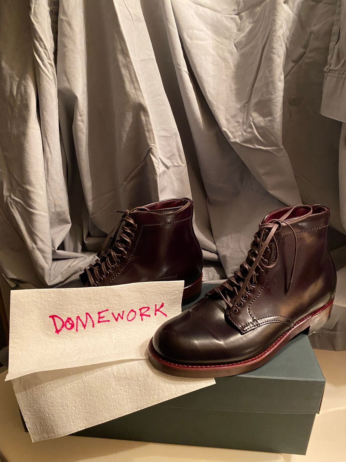 Photo by astronaut888 on October 6, 2022 of the Alden Plain Toe Boot in Horween Color 8 Shell Cordovan.
