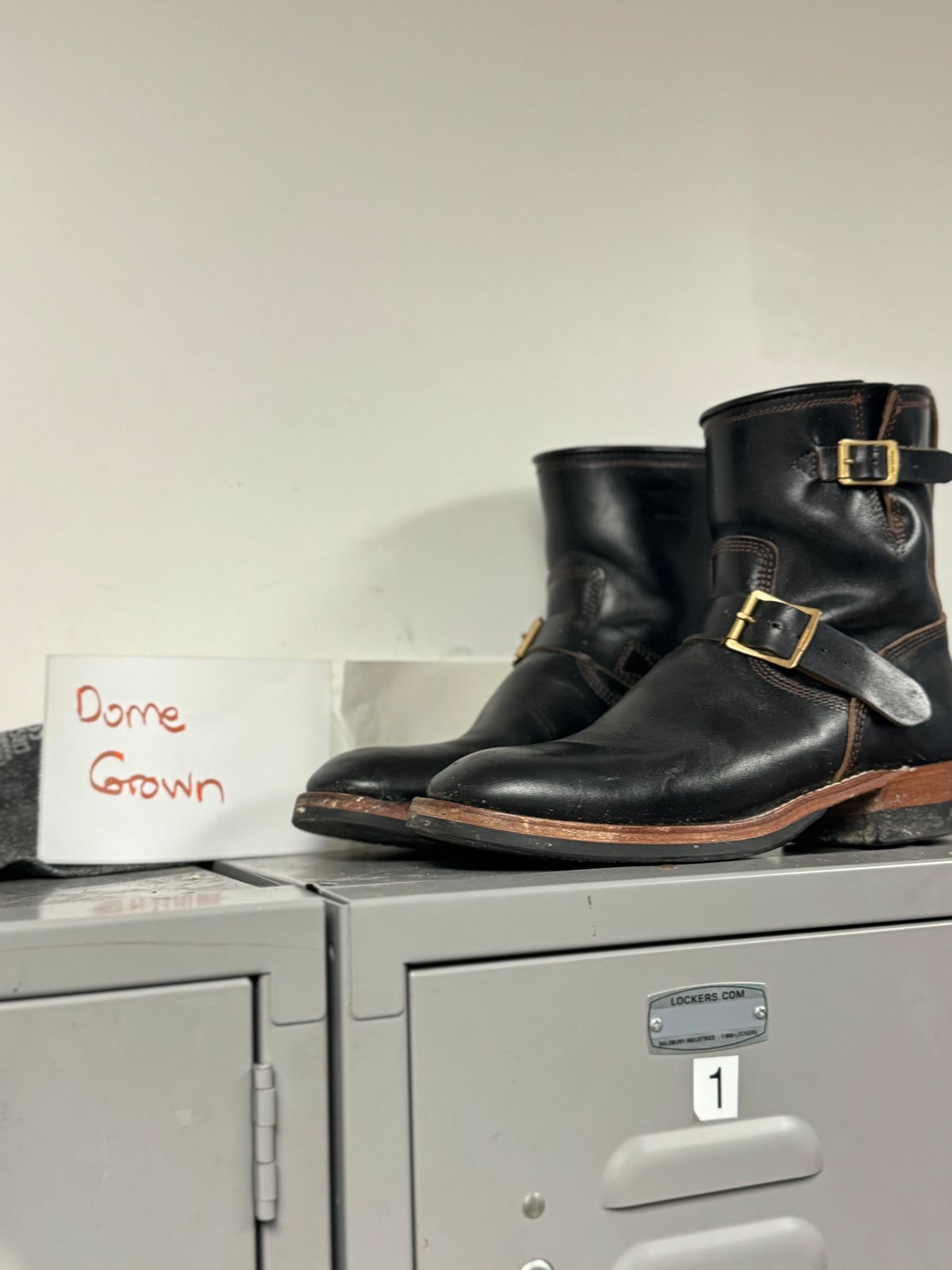 Photo by jimtigerbelly on November 3, 2023 of the The Flat Head Engineer Boots in Black Japanese Cordovan Horsehide.
