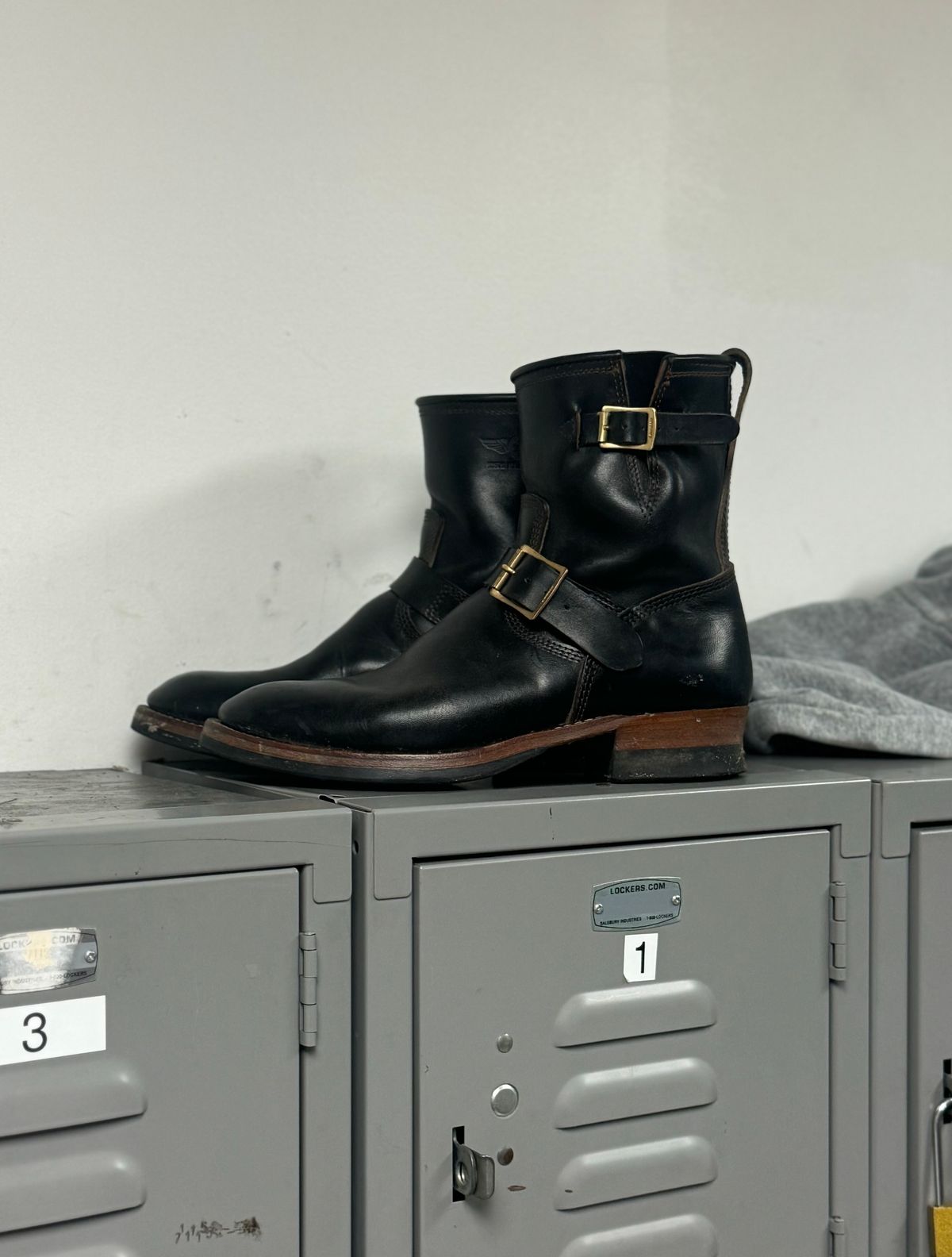 Photo by jimtigerbelly on December 1, 2023 of the The Flat Head Engineer Boots in Black Japanese Cordovan Horsehide.